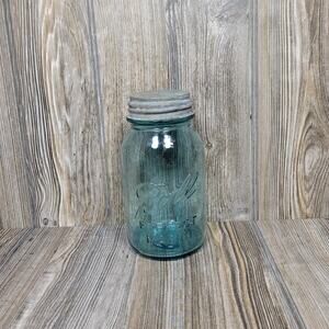 Vintage Blue Ball Jar Lucky 13 Perfect Mason Quart Glass 1900-1923-Lid